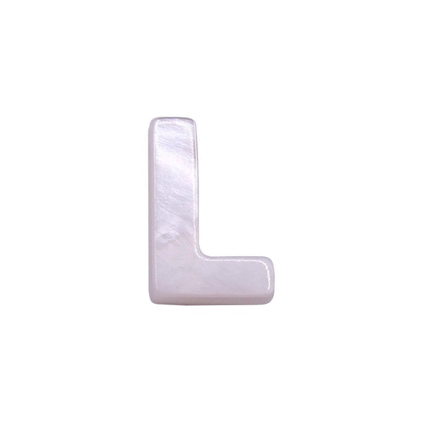 10x8mm 'L' Letter/Alphabet Bead Freshwater Shell Bead, white