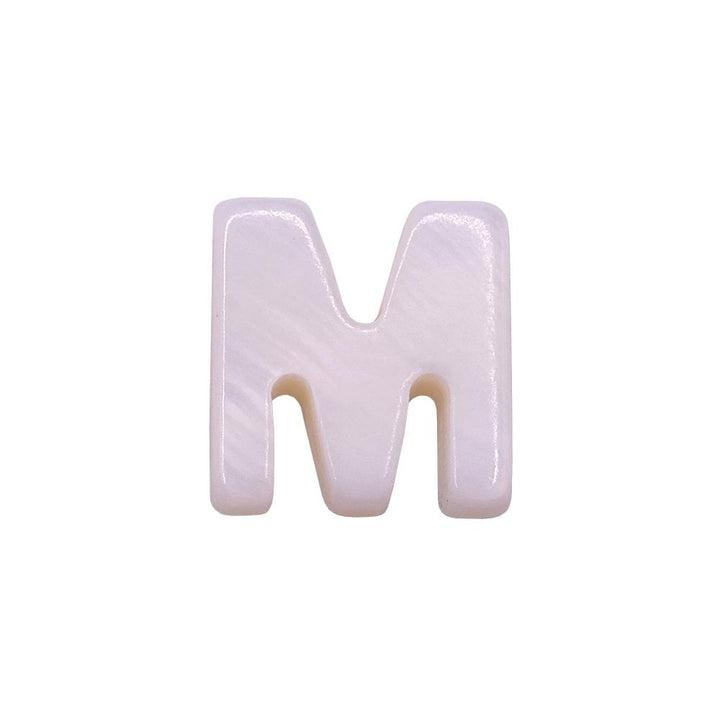 10x8mm 'M' Letter/Alphabet Bead Freshwater Shell Bead, white