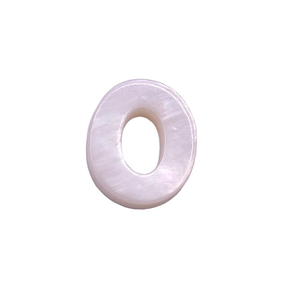 10x8mm 'O' Letter/Alphabet Bead Freshwater Shell Bead, white