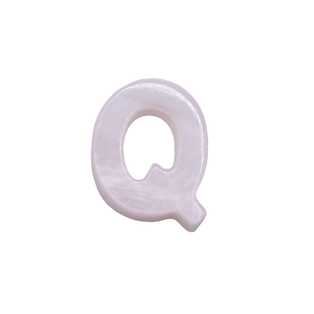 10x8mm 'Q' Letter/Alphabet Bead Freshwater Shell Bead, white