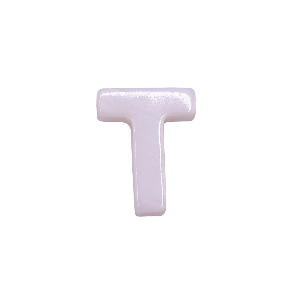 10x8mm 'T' Letter/Alphabet Bead Freshwater Shell Bead, white