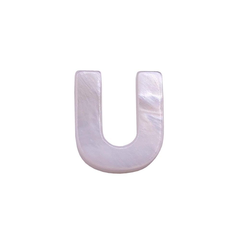 10x8mm 'U' Letter/Alphabet Bead Freshwater Shell Bead, white