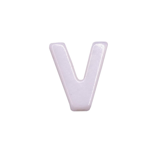 10x8mm 'V' Letter/Alphabet Bead Freshwater Shell Bead, white