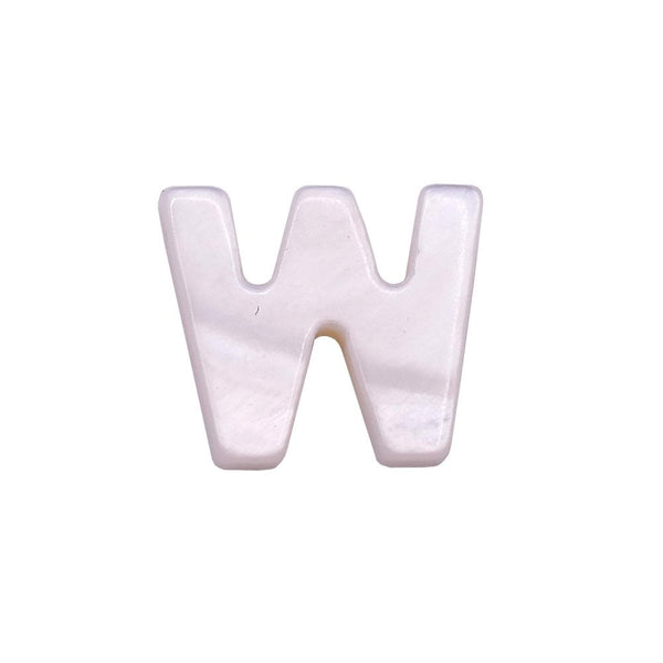 10x8mm 'W' Letter/Alphabet Bead Freshwater Shell Bead, white
