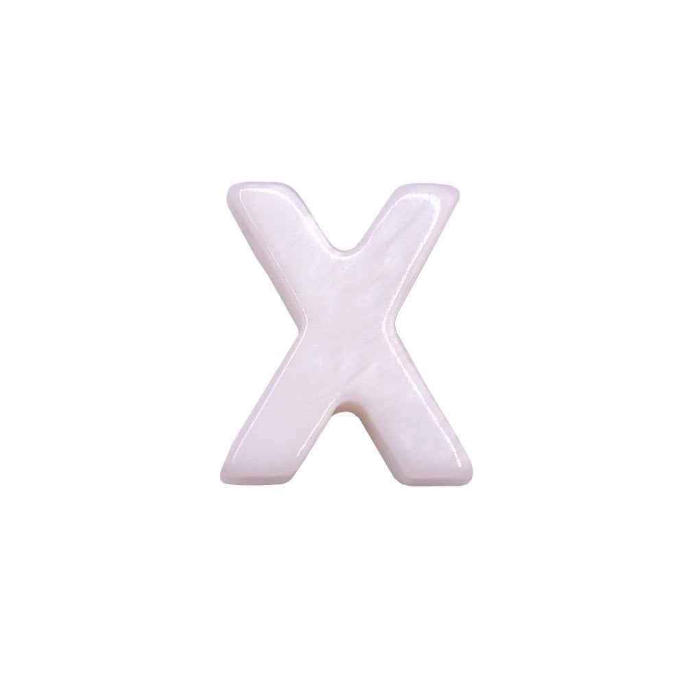 10x8mm 'X' Letter/Alphabet Bead Freshwater Shell Bead, white