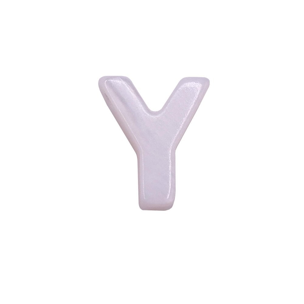 10x8mm 'Y' Letter/Alphabet Bead Freshwater Shell Bead, white