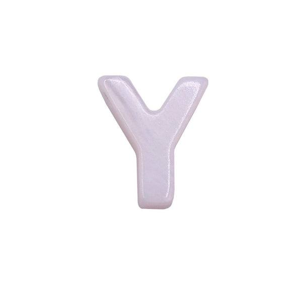 10x8mm 'Y' Letter/Alphabet Bead Freshwater Shell Bead, white