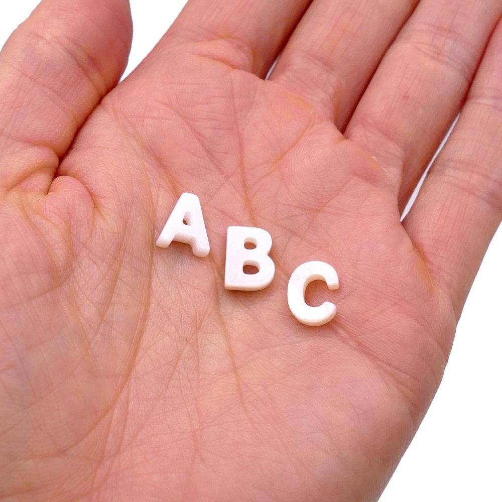 10x8mm 'L' Letter/Alphabet Bead Freshwater Shell Bead, white, additional photo
