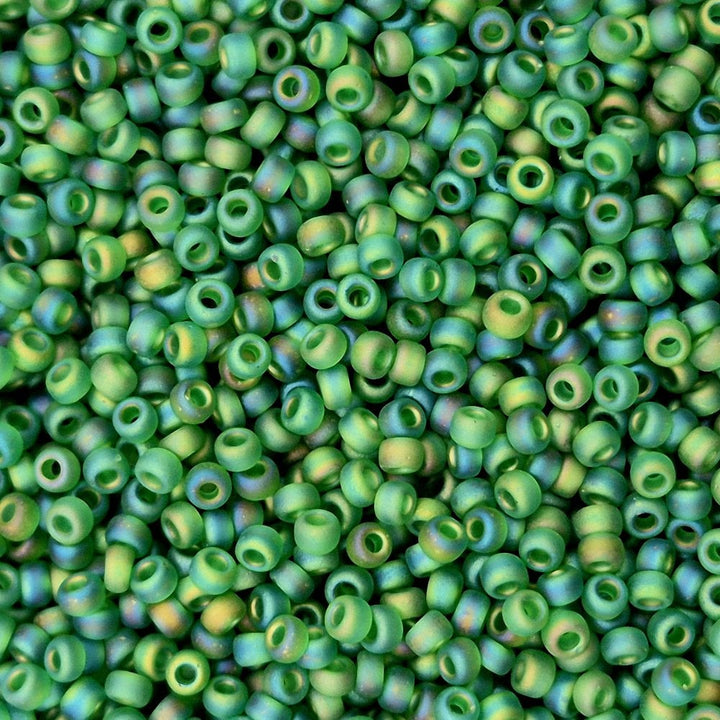 Miyuki Seed Beads 11/0, matte transparent green AB
