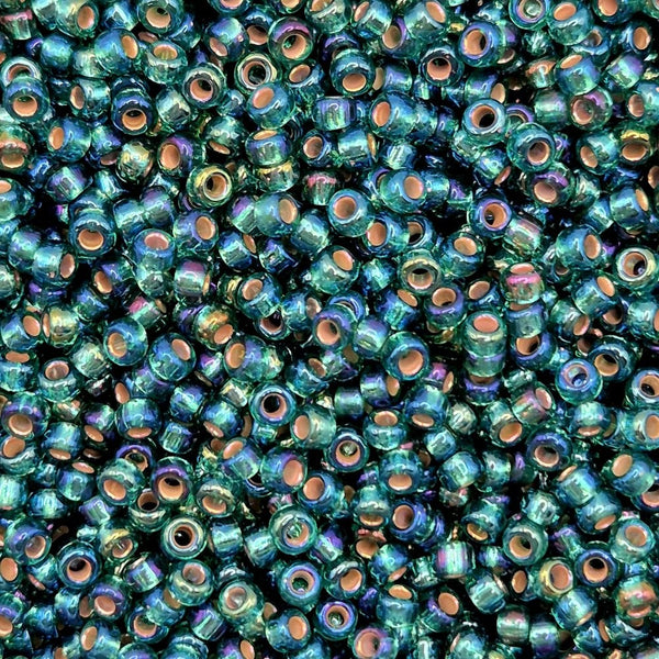 Miyuki Seed Beads 11/0, silver lined emerald AB
