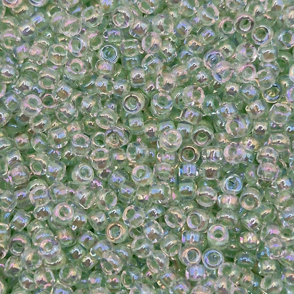 Miyuki Seed Beads 11/0, light mint green lined crystal AB