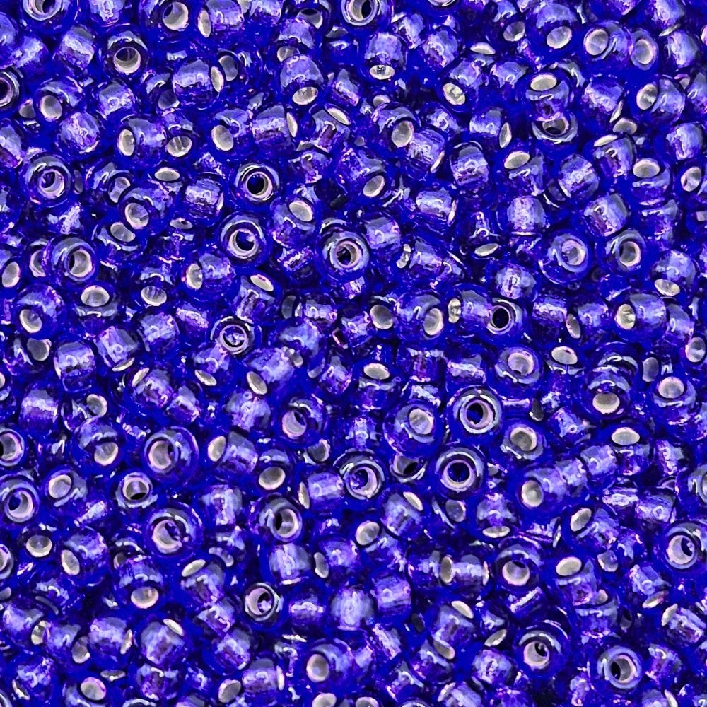Miyuki Seed Beads 11/0, dyed red silver lined violet