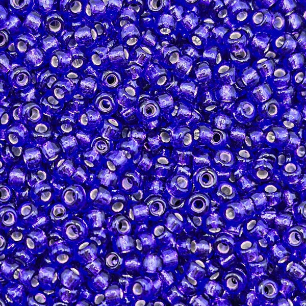 Miyuki Seed Beads 11/0, dyed red silver lined violet