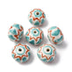 Handmade Porcelain Rondelle Beads 14x10mm, red/turq