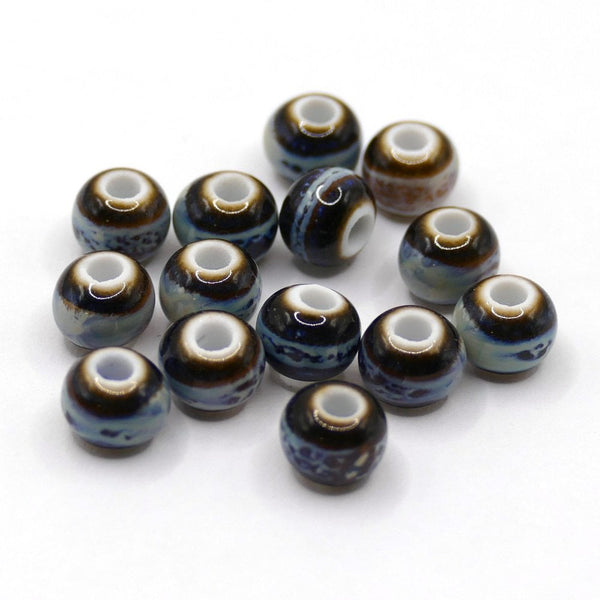 Handmade Porcelain Round Beads 6mm, coconut brown