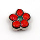 Handmade Porcelain Flower Beads 16mm, red/green