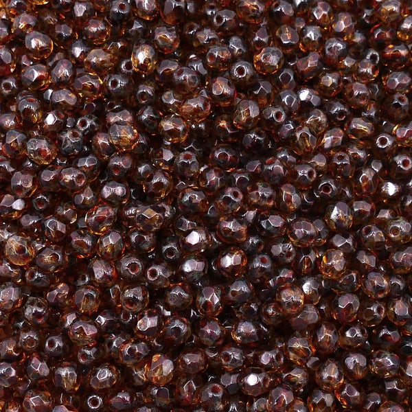 4mm Czech Faceted Round Glass Bead, picasso crystal