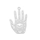304 Stainless Steel Hand w/eye Pendant 30x18mm, silver-plated