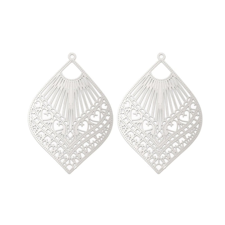 304 Stainless Steel Filigree Pendant 60x40mm