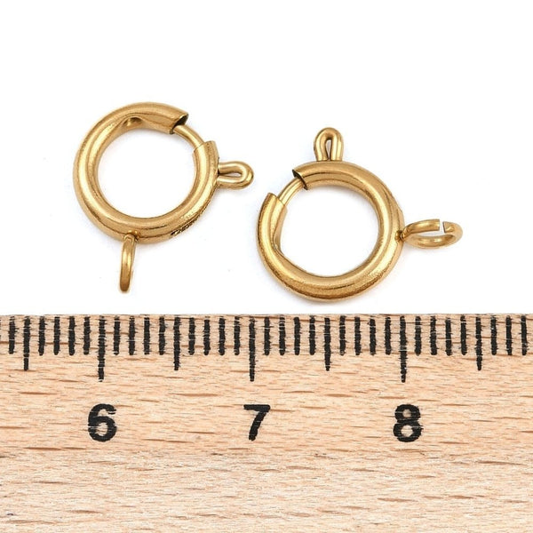 304 Stainless Steel Bolt Ring Clasp 9mm, gold-plated, additional photo