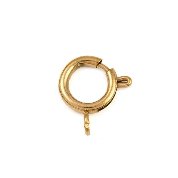 304 Stainless Steel Bolt Ring Clasp 12mm, gold-plated