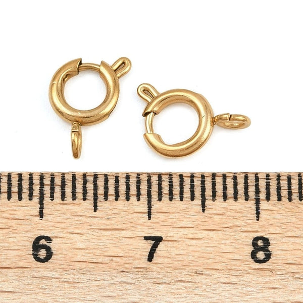 304 Stainless Steel Bolt Ring Clasp 10mm, gold-plated, additional photo