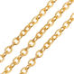Gold-plated flat oval cable chain, 3x2.5mm links, shown in three diagonal strands