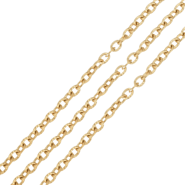 304 Stainless Steel Textured Cable Chain 12x4mm, antique-gold-plated