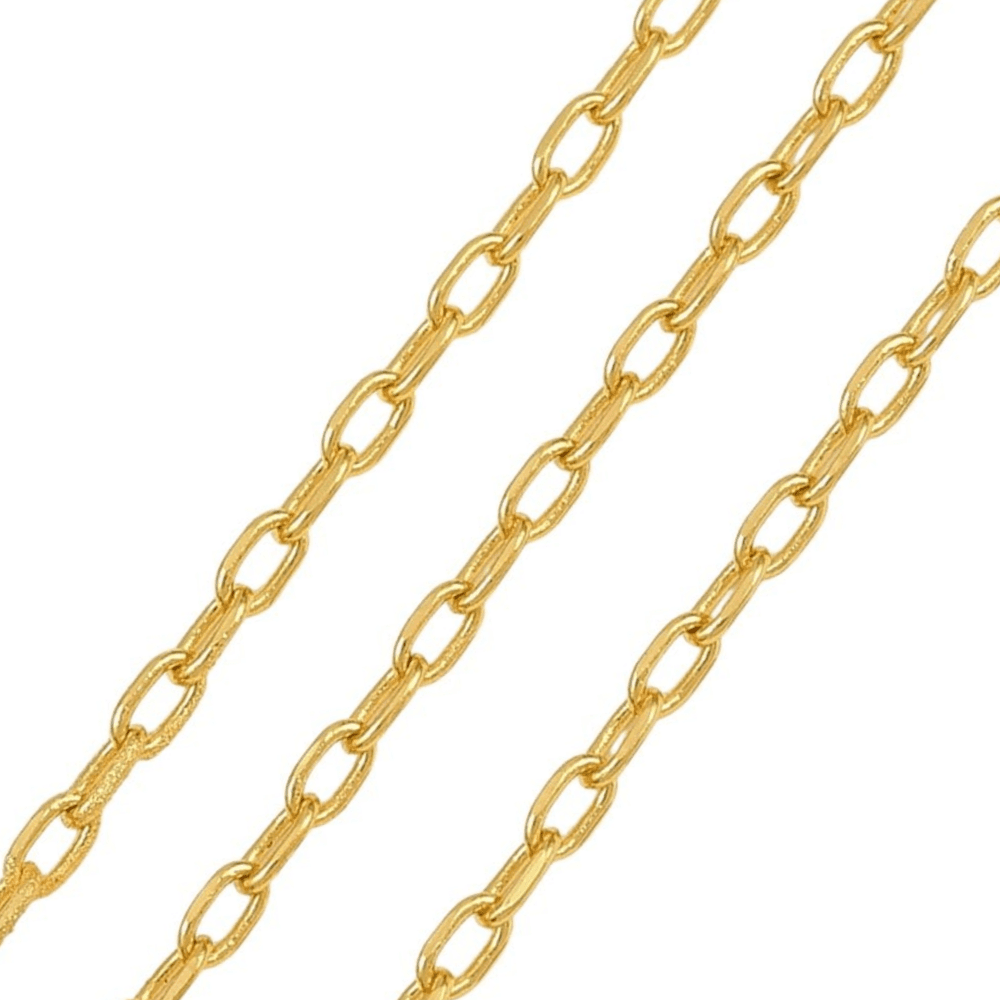 Gold-plated oval cable chain, 3.5x2mm links, shown in three diagonal strands