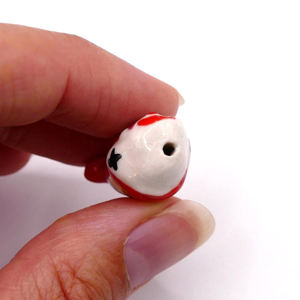 Handmade Glazed Porcelain Clown Beads 26mm, red/multi, additional photo