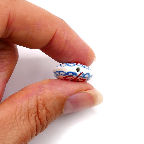 Handmade Glazed Porcelain Lobster Beads 21x16mm, red/blue, additional photo