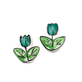 Handmade Porcelain Tulip Beads 16x14mm, teal
