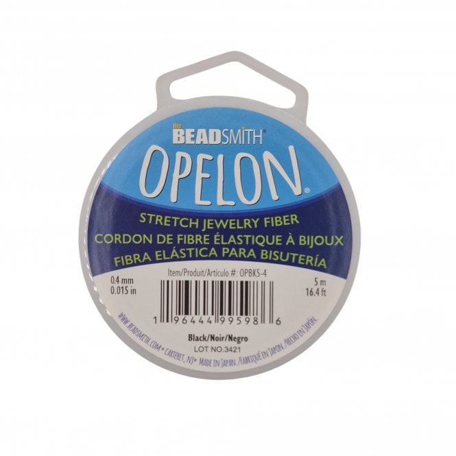 0.4mm Opelon Stretch Jewelry Fiber - Black - 5 metres
