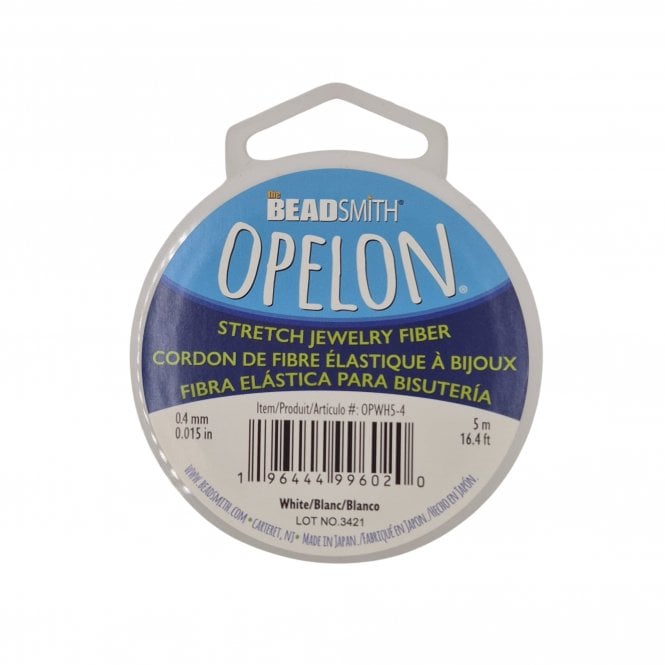 0.4mm Opelon Stretch Jewelry Fiber - White - 5 metres