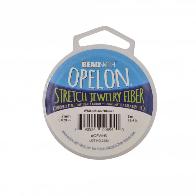 0.7mm Opelon Stretch Jewelry Fiber - White - 5 metres