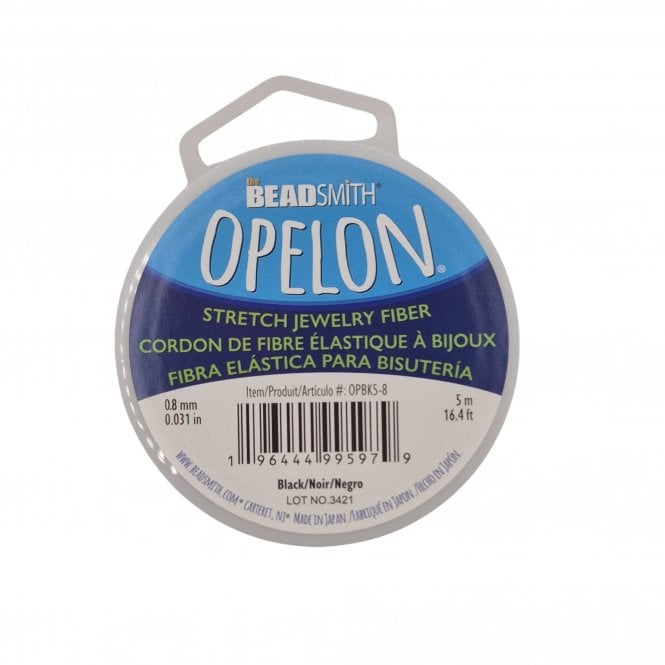 0.8mm Opelon Stretch Jewelry Fiber - Black - 5 metres