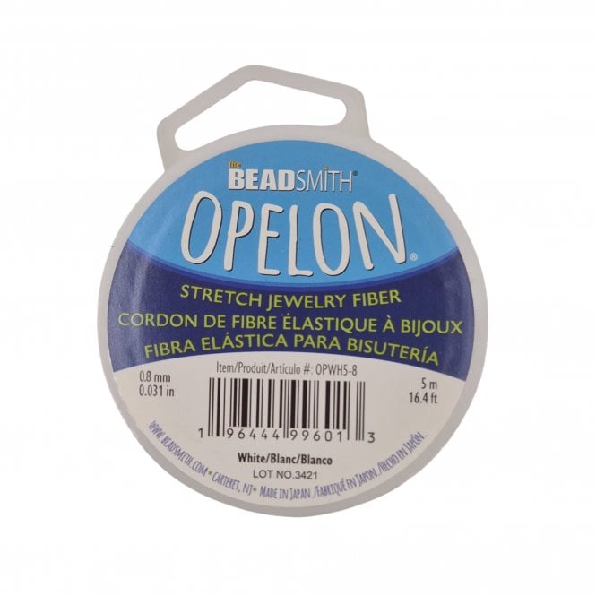 0.8mm Opelon Stretch Jewelry Fiber - White - 5 metres