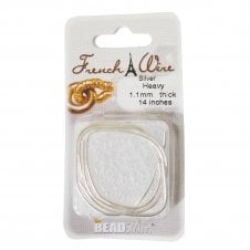 1.1mm / 35cm French Wire Gimp - Heavy -  Silver Plated - 1pk