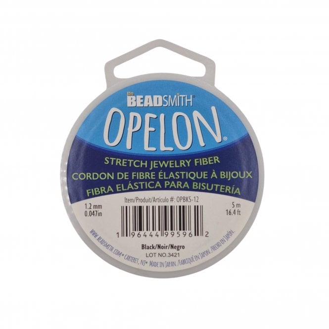 1.2mm Opelon Stretch Jewelry Fiber - Black - 5 metres