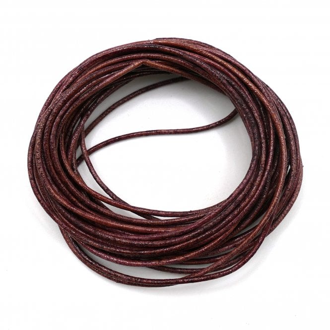 1.5mm Round Leather Cord - Heritage Brown - 5m