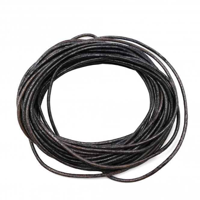 1.5mm Round Leather Cord - Weathered Brown - 5m