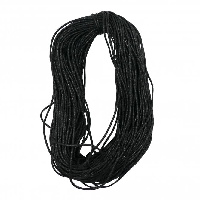 1.5mm Waxed Cotton Cord - Black - 50m (Loose Bundle Clearance)