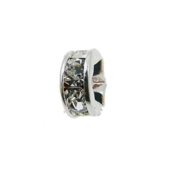 10mm Diamante Rondelles - Silver Plated - Crystal - 10pcs