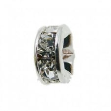 10mm Diamante Rondelles - Silver Plated - Crystal - 10pcs