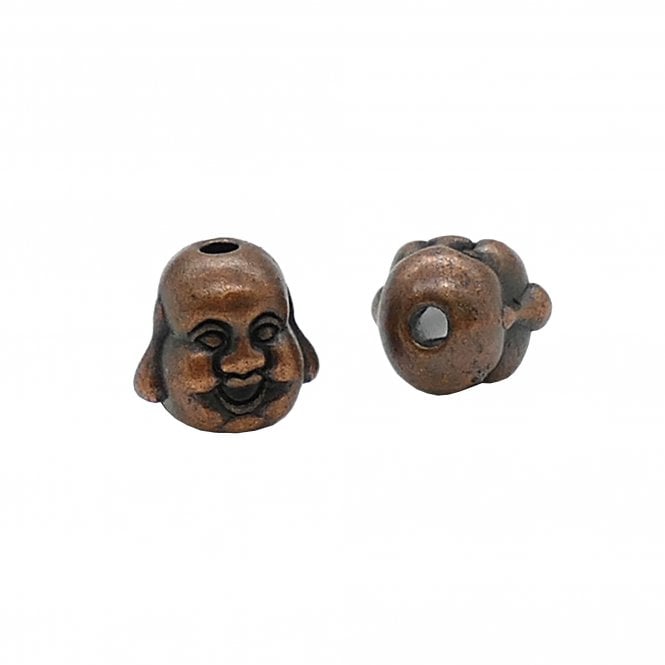 10mm Metal Buddha Beads - Antique Copper Plated - 5pcs