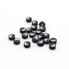 10mm Polymer Clay Yin/Yang Bead Mix - Black/White - 20pcs