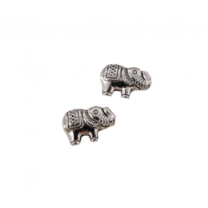 10x6mm Tibetan Style Elephant Beads - Antique Silver Plated - 2pcs