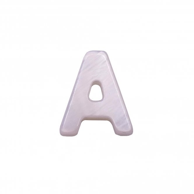 10x8mm 'A' Letter/Alphabet Bead Freshwater Shell Bead - White -  1pc