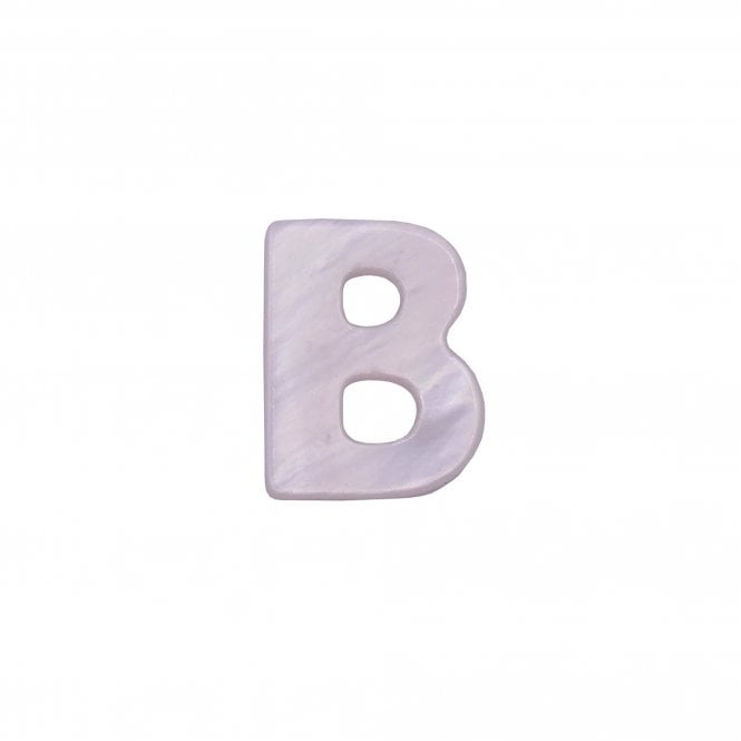 10x8mm 'B' Letter/Alphabet Bead Freshwater Shell Bead - White -  1pc