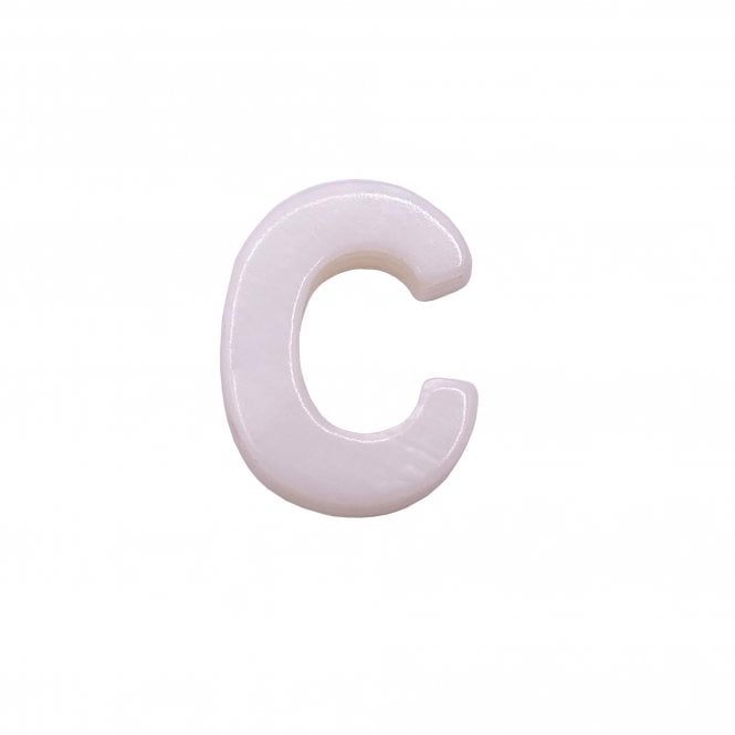 10x8mm 'C' Letter/Alphabet Bead Freshwater Shell Bead - White -  1pc